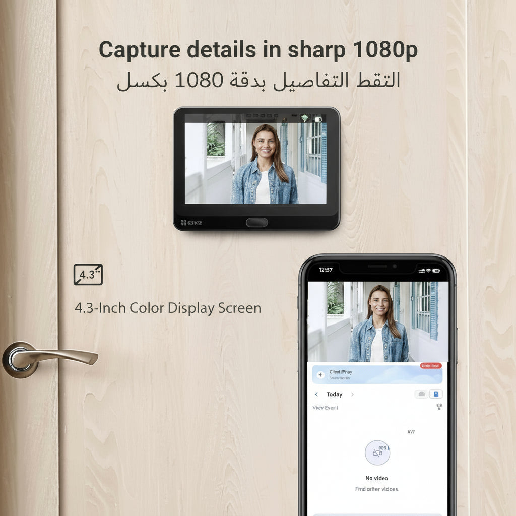 EZVIZ HP4 - Judas Connecté Intelligent Wi-Fi | Écran HD 4.3" | Vision Nocturne